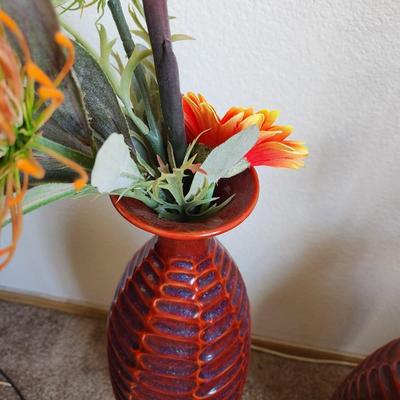 Red Honeycomb Ceramic Vases