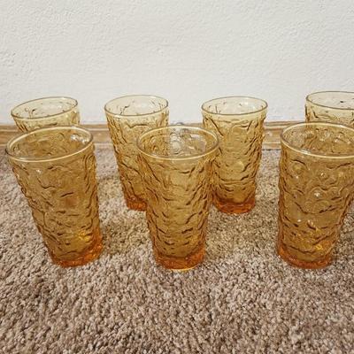 Vintage Milano Honey Gold 12 oz glass tumblers by Anchor Hocking