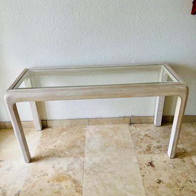 White Wood and Glass Console Table  (D-JM)