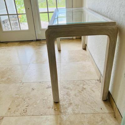 White Wood and Glass Console Table  (D-JM)