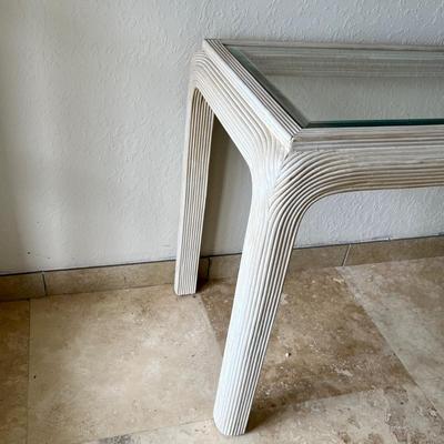 White Wood and Glass Console Table  (D-JM)