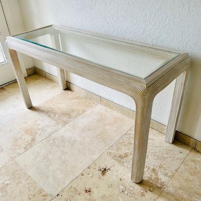 White Wood and Glass Console Table  (D-JM)