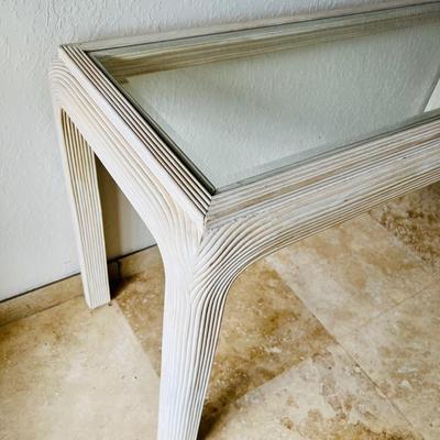 White Wood and Glass Console Table  (D-JM)