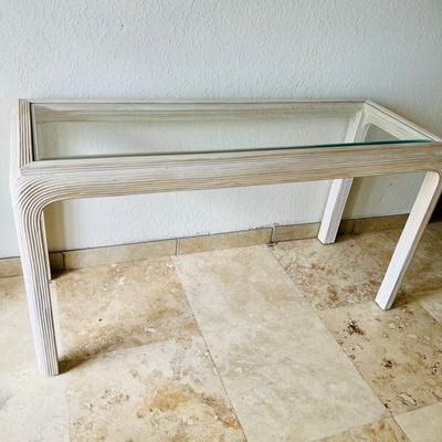 White Wood and Glass Console Table  (D-JM)