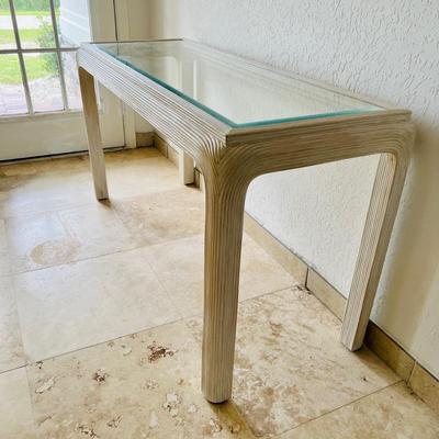 White Wood and Glass Console Table  (D-JM)