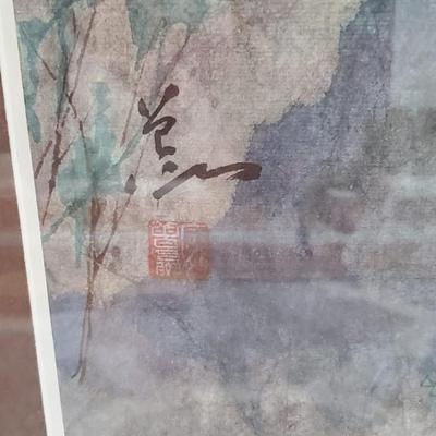 Custom framed Oriental /Asian Watercolor Print - Signed and professionally framed