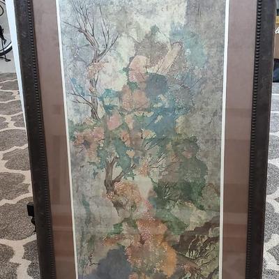 Custom framed Oriental /Asian Watercolor Print - Signed and professionally framed