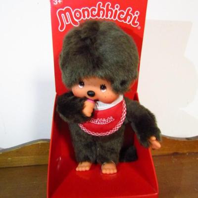 Monchhichi Doll- Baby Boy with Red Bib- Approx 7