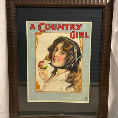 INV #14: "A Country Girl" Theatre poster, C. 1902, H 24" x W 19"