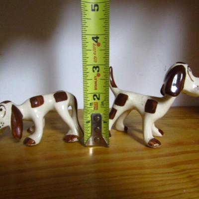 Vintage Hand Painted Ceramic Hound Dogs- One is Bobble Head