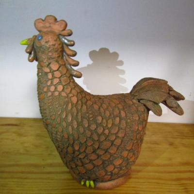 Hand Made Clay Chicken- Signed by Artist- Approx 8