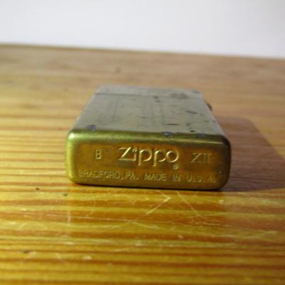 Vintage Zippo Lighter (Engraved), Metal Ashtray, and Paper Matchbox Cover