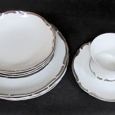 Service for 4 Vintage Starlight Pattern Fine China Dishes, Beautiful Set, Think Christmas Dining!!!