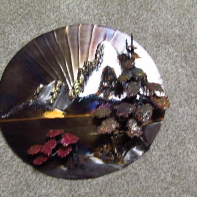 Handmade Metal 'Round Mountain' 3-D Wall Art by Cody Steffler- Approx 12 Inches in Diameter