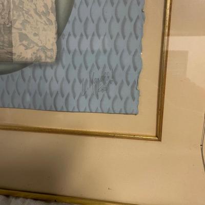INV #58: Luis Mazorra "Trifocal iii" abstract mixed media artwork, H 30" x W 22"