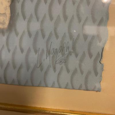 INV #58: Luis Mazorra "Trifocal iii" abstract mixed media artwork, H 30" x W 22"