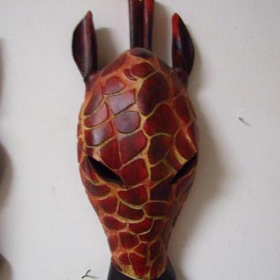Two Giraffe Figural Masks for Wall Hanging
