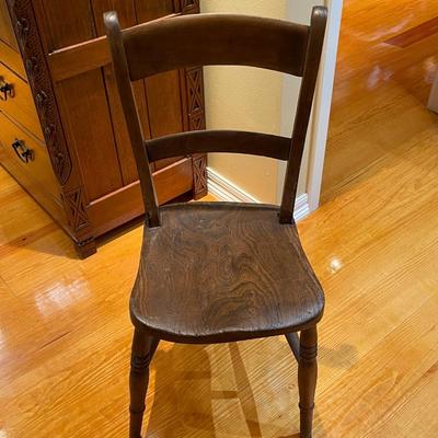Set of 2 Antique Victorian Elm Rustic Cottage Chairs