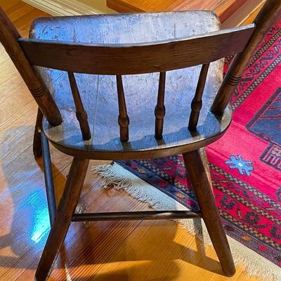 Antique Pine Plank Seat Farmhouse Chair
