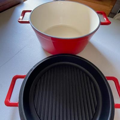 Crofton Red cast iron & enamel stock pot - combo griddle - New in Box