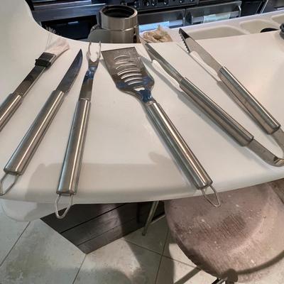 Vintage All Clad Stainless Steel Commercial 5 Piece BBQ Tool Set