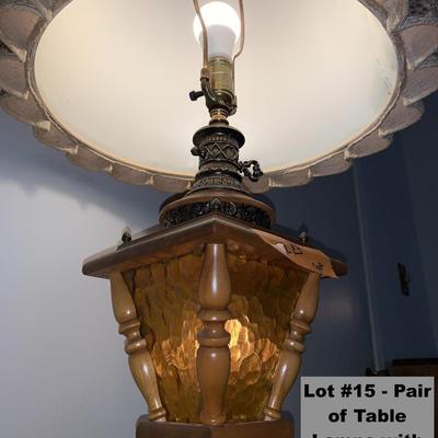 Pair of Table Lamps with Lantern Light
