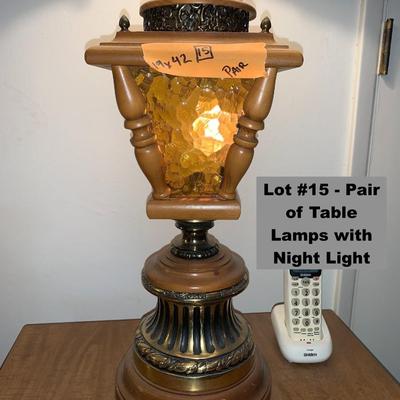 Pair of Table Lamps with Lantern Light