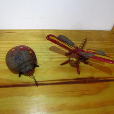 Cast Metal Figures- Lady Bug and Dragonfly