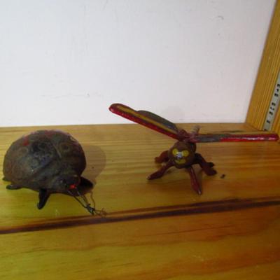 Cast Metal Figures- Lady Bug and Dragonfly