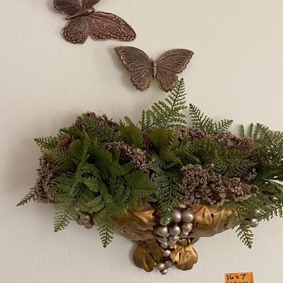 Vintage Wall Urn & Butterflies