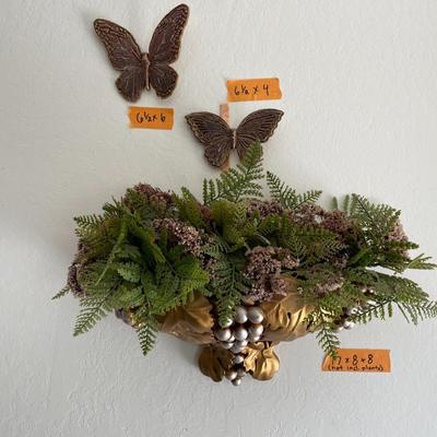 Vintage Wall Urn & Butterflies