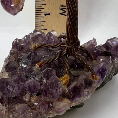 Amethyst  Rose Quarts Tree wired on narural Crystal  4
