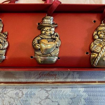 Set of three Silverplate Christmas ornaments by Gorham