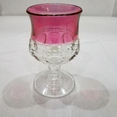 Set of 6 vintage Tiffin Franciscan Kings Crown Ruby flashed thumbprint cordial glasses