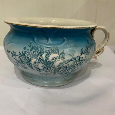 Antique Alba China teal transfer ware chamber pot