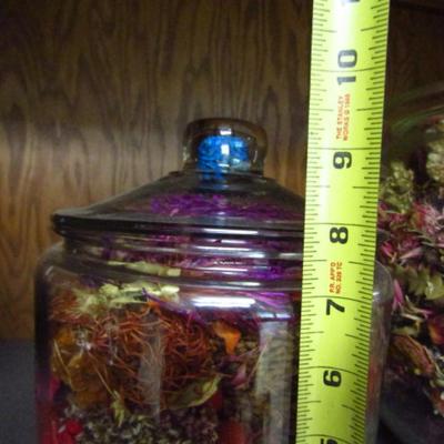 Two Large Glass Jars Full of Dried Flowers- Terrific for Crafting or Home Decor