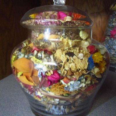 Three Large Glass Jars Full of Dried Flowers- Perfect for Crafting or Home Decor