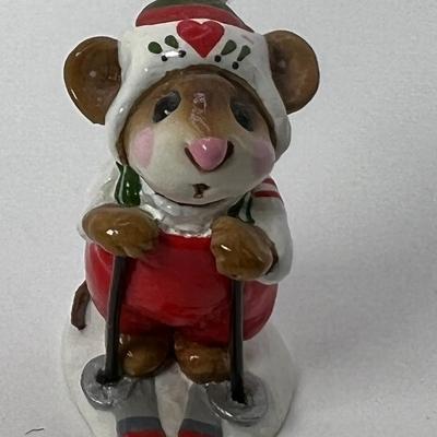 Wee Forest Folk Skier Mouse MS-09 Red