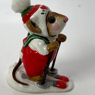 Wee Forest Folk Skier Mouse MS-09 Red