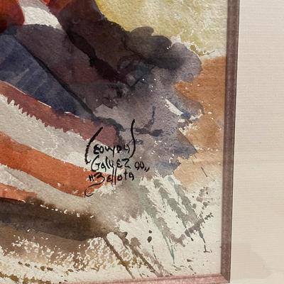 INV #40: Watercolor of Native American Child titled "Belotta", H 29" x W 21"