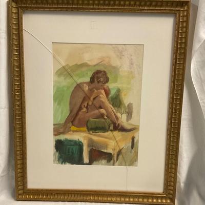 INV #13: After Raphael Soyer, "Nude Seated Woman", Pastel, H 21" x W 15"