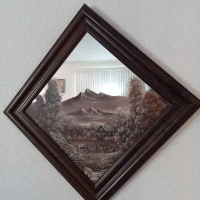 LOT 104  OIL PAINTING ON A MIRROR AND A SECOND PICTURE