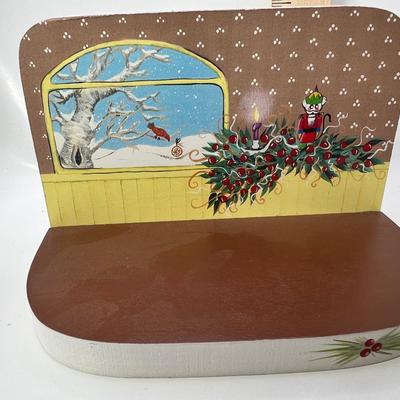 Laminated Wooden background for Wee Forest Folk Christmas Window