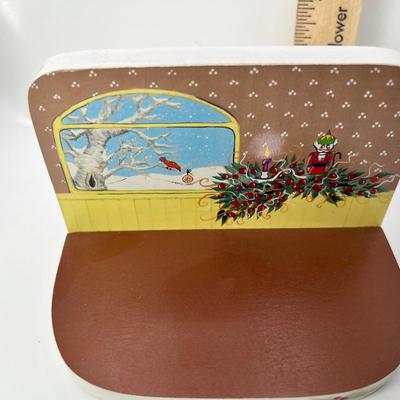 Laminated Wooden background for Wee Forest Folk Christmas Window