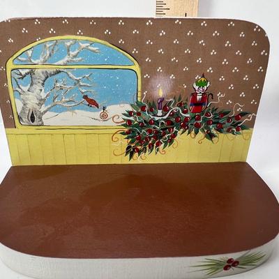 Laminated Wooden background for Wee Forest Folk Christmas Window