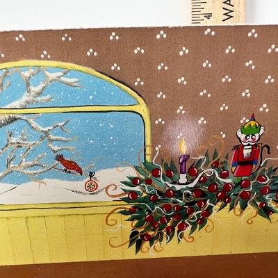 Laminated Wooden background for Wee Forest Folk Christmas Window