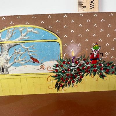 Laminated Wooden background for Wee Forest Folk Christmas Window