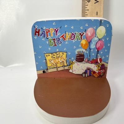 Laminated Wooden background for Wee Forest Folk Happy Birthday