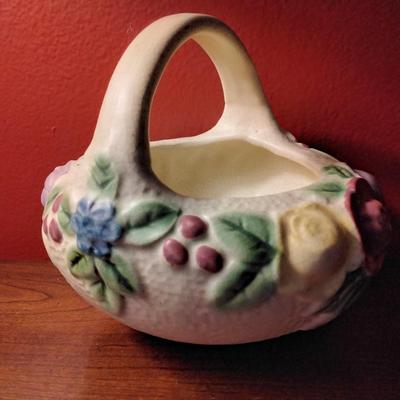 Roseville Pottery Rozane Line Basket, Circa 1917