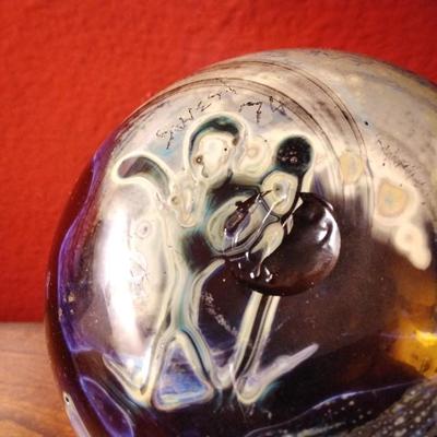 Vintage Studio Art Glass Iridescent Vase Signed S. West 74 4.5â€